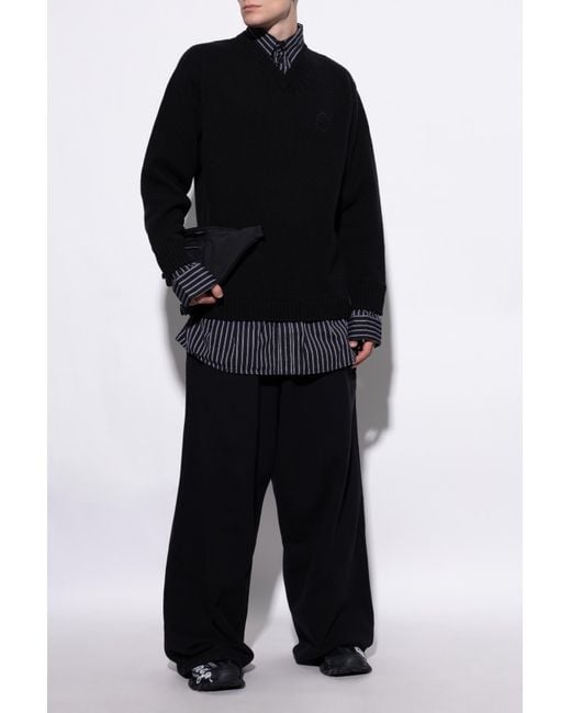 Balenciaga Black V-Neck Sweater for men