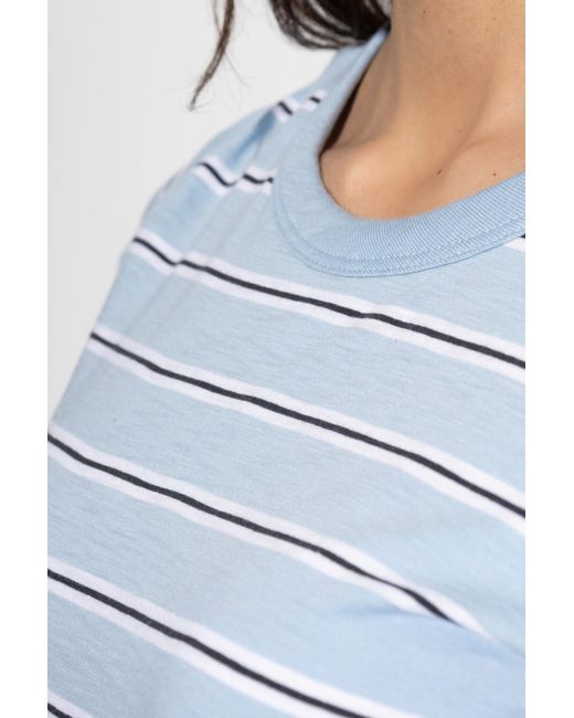 Rag & Bone Blue Striped Pattern T-Shirt