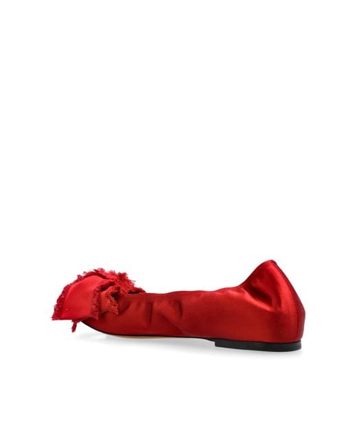 Lanvin Red Satin Ballet Flats