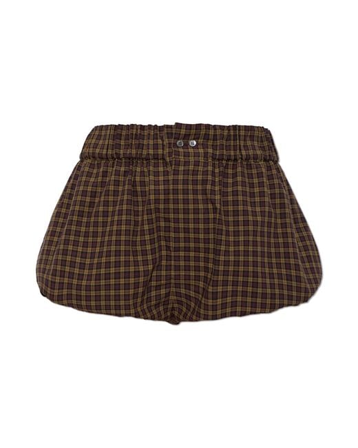 Marni Brown Cotton Check Shorts