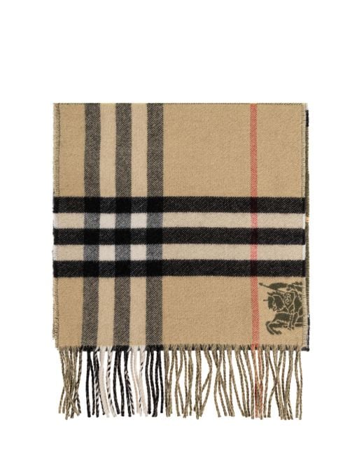 Burberry Black Cashmere Scarf With Check Pattern