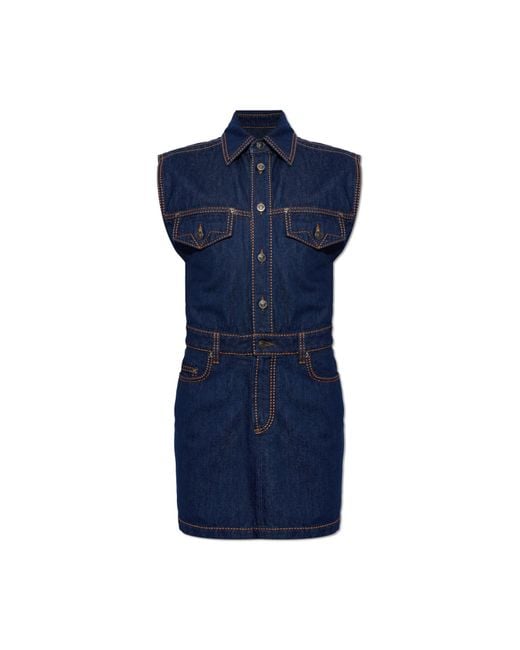 Versace Blue Sleeveless Denim Dress