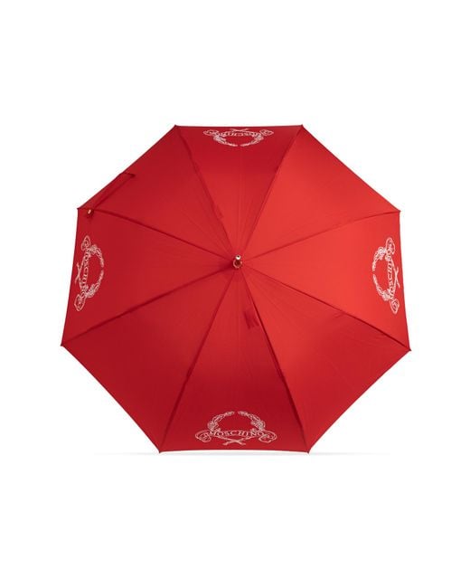 Moschino Red Parasol With Logo