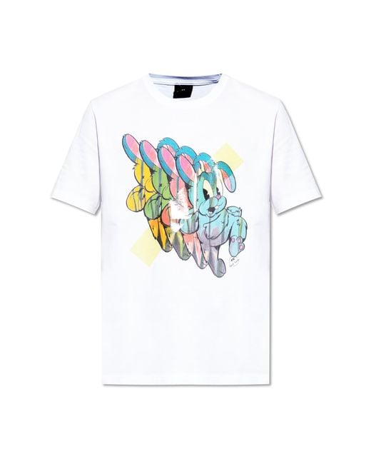 Paul Smith White Ps Paul Smith T-Shirt With Colorful Print for men