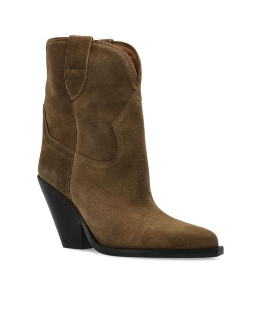 Isabel Marant Brown Suede Heeled Ankle Boots 'Leyane'