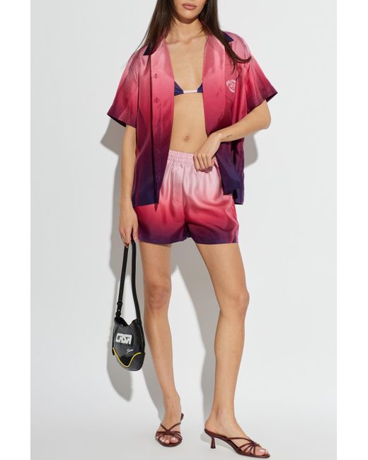 Casablanca Red Silk Shorts