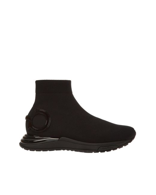 Ferragamo Leather Gardena Sock Sneakers in Nero (Black) - Save 41% - Lyst