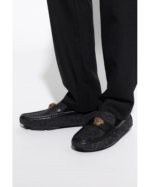 Versace Black Loafers With 'Barocco' Pattern for men
