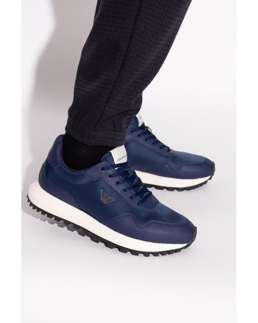 Emporio Armani Blue Sports Shoes With Logo for men