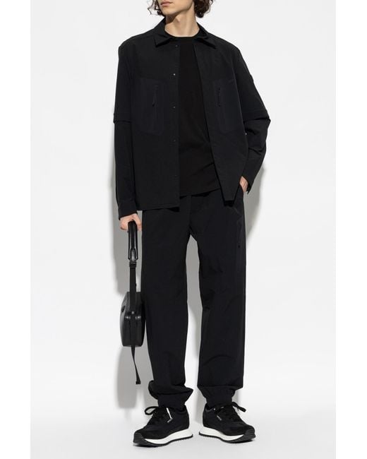 Moncler Black Shirt With Detachable Sleeves for men