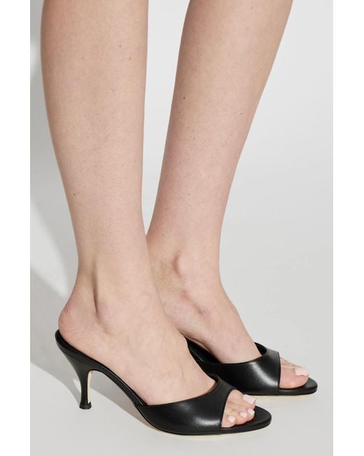Aeyde Black Heeled Mules "Samia"