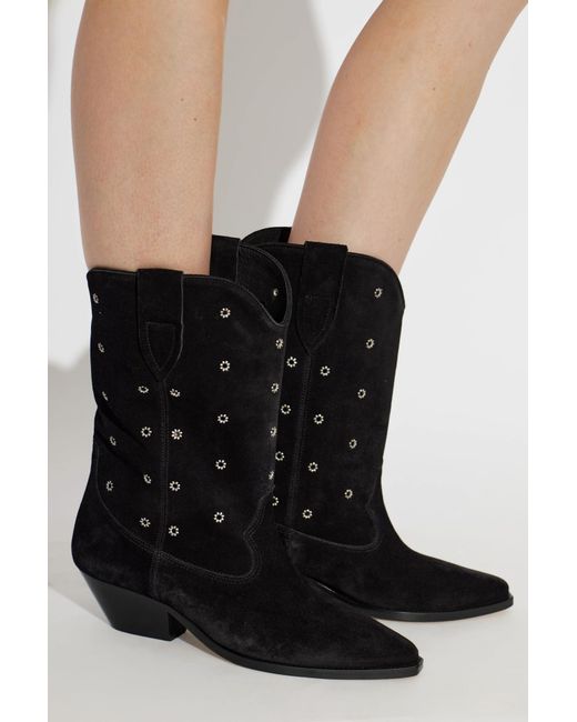 Isabel Marant Black Suede Heeled Ankle Boots "Duerto"