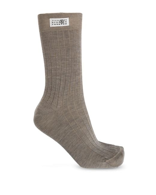 MM6 by Maison Margiela Gray Wool Socks With Logo Patch