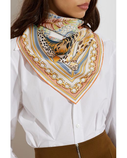Ferragamo Multicolor Silk Scarf With Print
