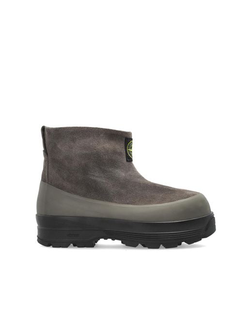 Stone Island Gray Ankle Boots for men