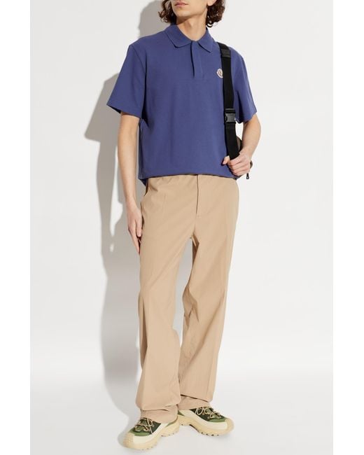 Moncler Blue Polo With Logo Patch for men