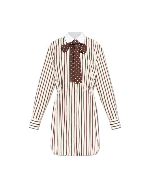 Valentino Garavani White Dress With A Striped Pattern