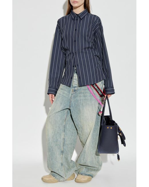 Balenciaga Blue Shirt With Striped Pattern