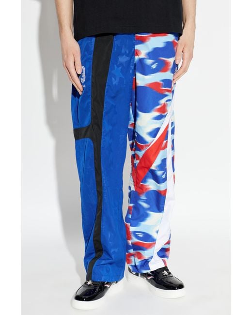 A Bathing Ape Blue Trousers With Logo for men