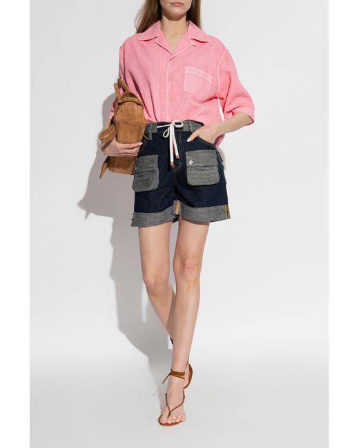 DSquared² Pink Linen Short-Sleeve Shirt