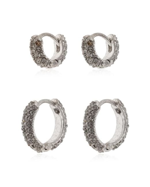 AllSaints White Set Of Brass Earrings