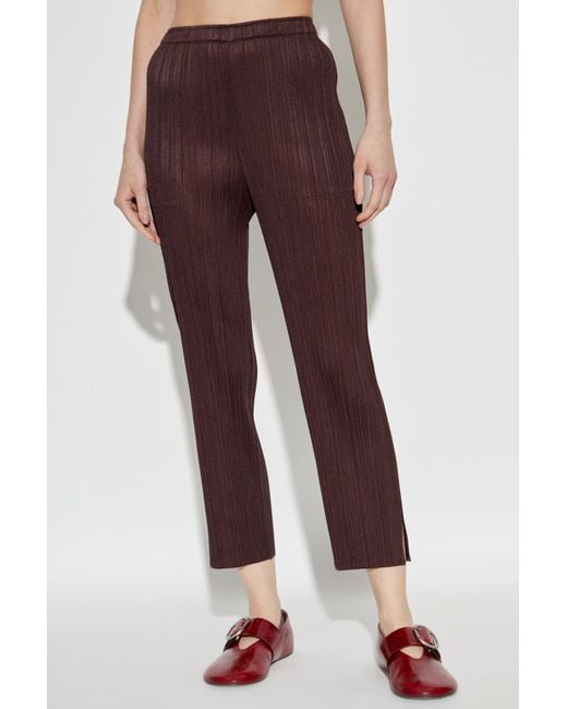 Pleats Please Issey Miyake Red Pleated Trousers