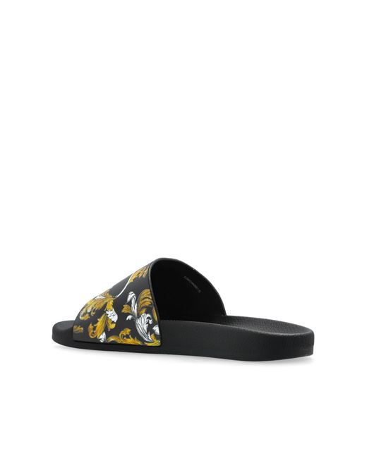 Versace Jeans Couture Natural Rubber Slides With Print