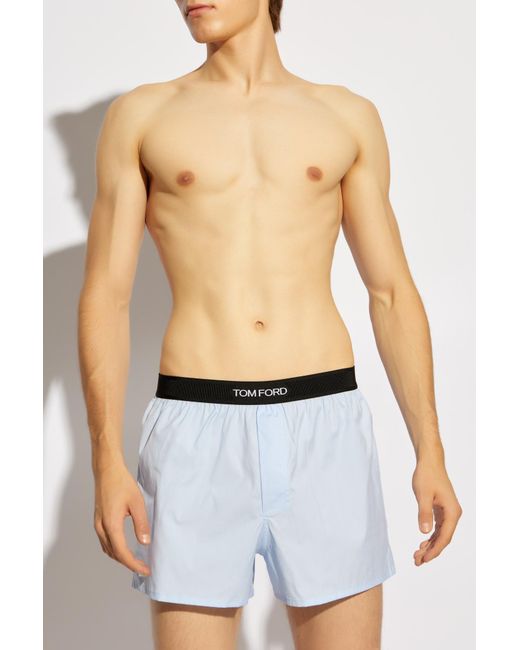 Tom Ford Blue Boxer Shorts With Logo for men