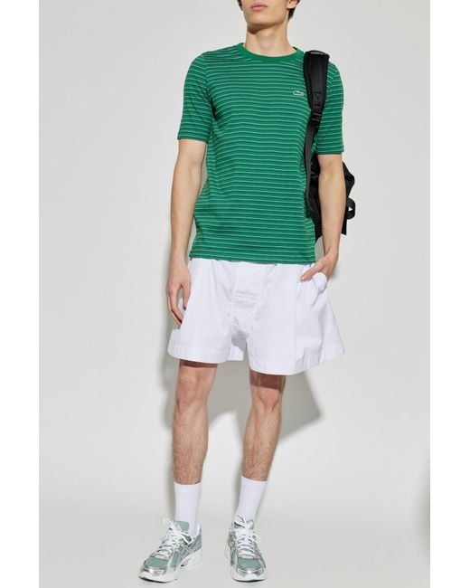 LACOSTE RUNWAY Green T-Shirt With Stripe Pattern for men