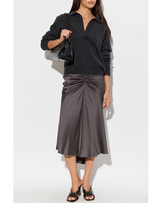 Victoria Beckham Brown Asymmetrical Skirt With Draping