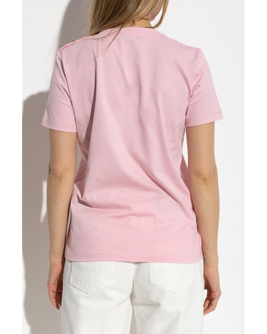Balmain Pink T-Shirt With Appliqués