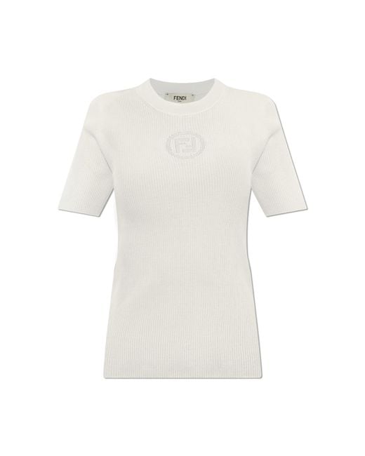 Fendi Blue Fitted Cut Top
