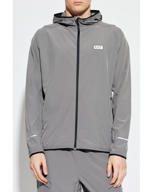EA7 Gray Light Jacket With Hood for men