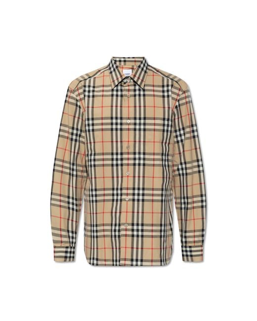Burberry Natural Shirt With ‘Nova Check’ Pattern for men