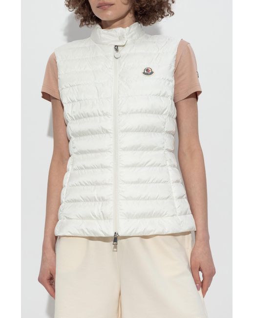 Moncler White Down Vest With Stand-Up Collar
