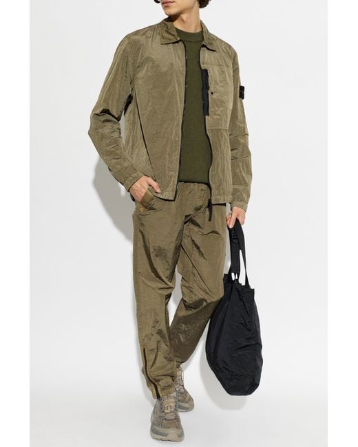Stone Island Green Sweater With Patch for men