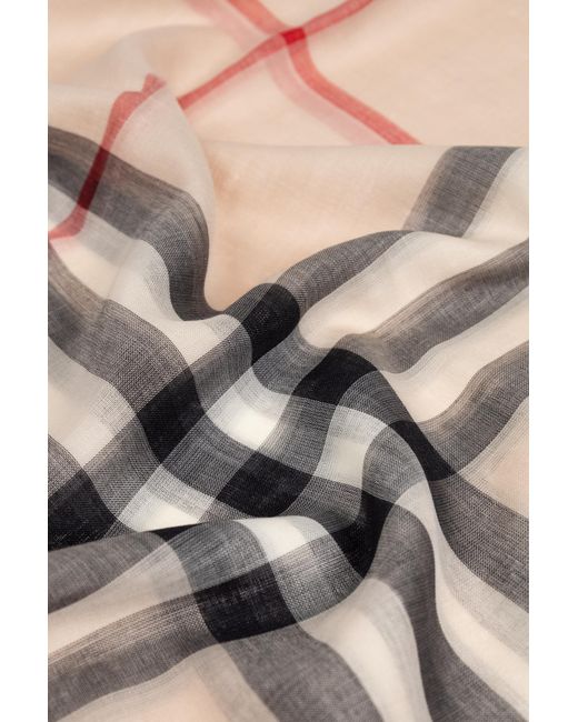 Burberry Natural Scarf With A Check Pattern
