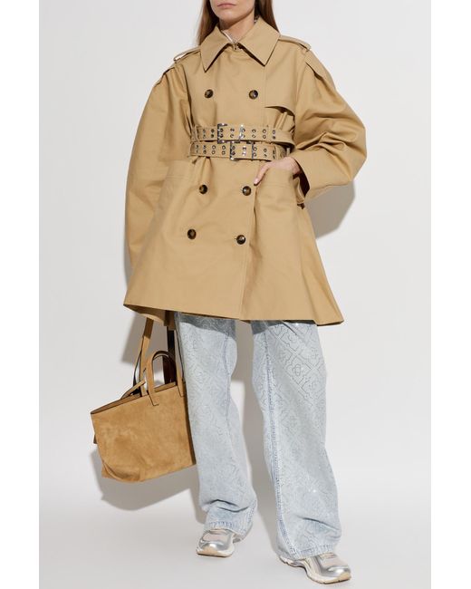 Ganni Natural Trench Coat With Belt
