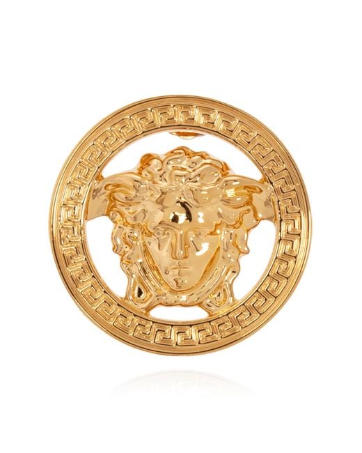 Versace Metallic Earrings With Logo