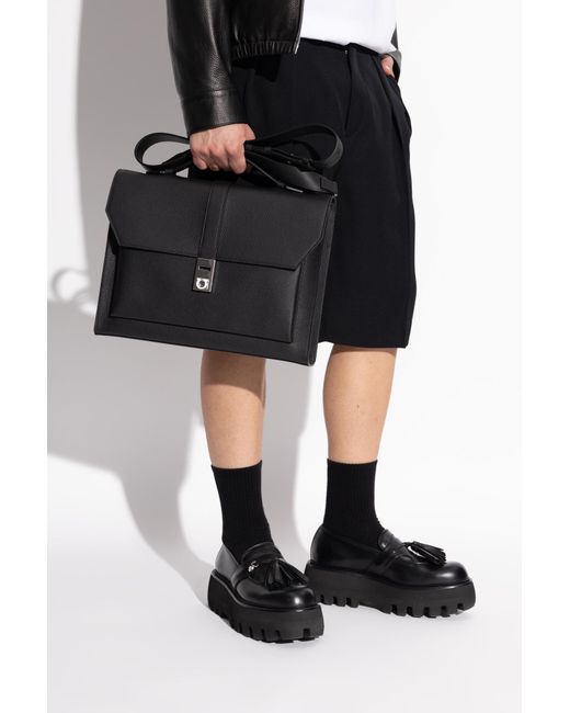 Ferragamo Black Leather Briefcase for men