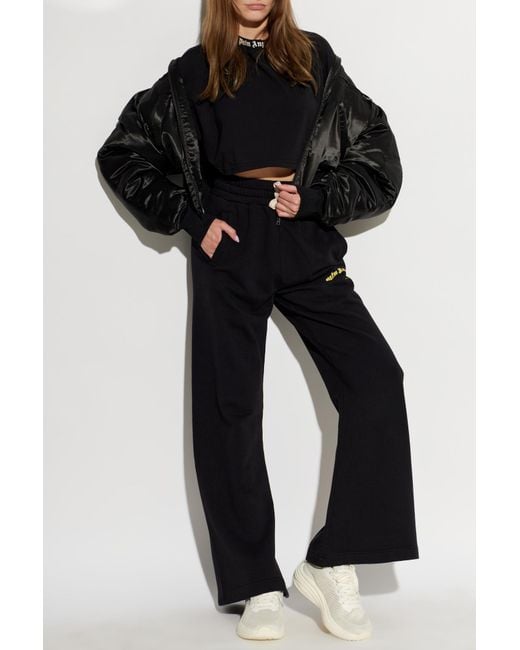 Palm Angels Black Short Top With Logo