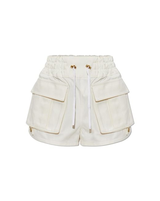 Balmain White Cargo Shorts