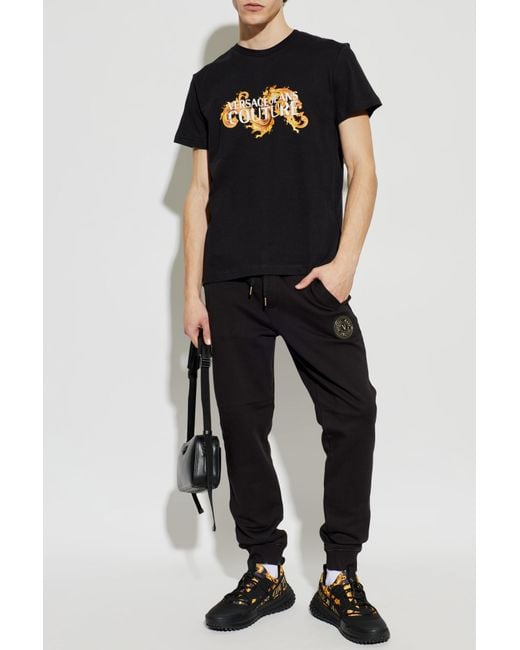 Versace Jeans Couture Black T-Shirt With Print for men