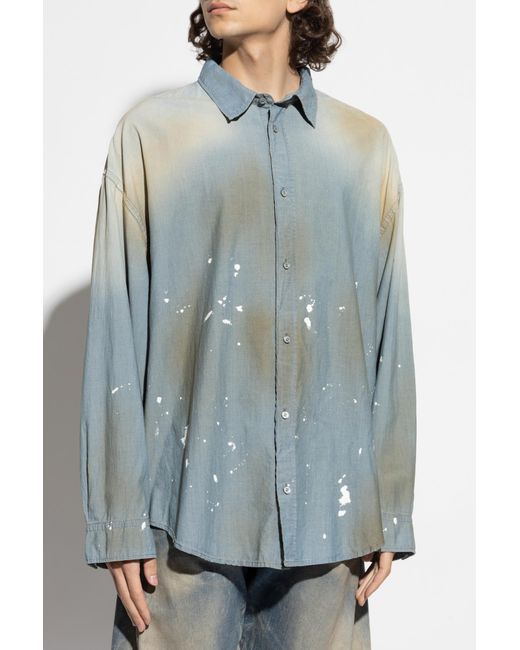Acne Blue T-Shirt With A Collar for men