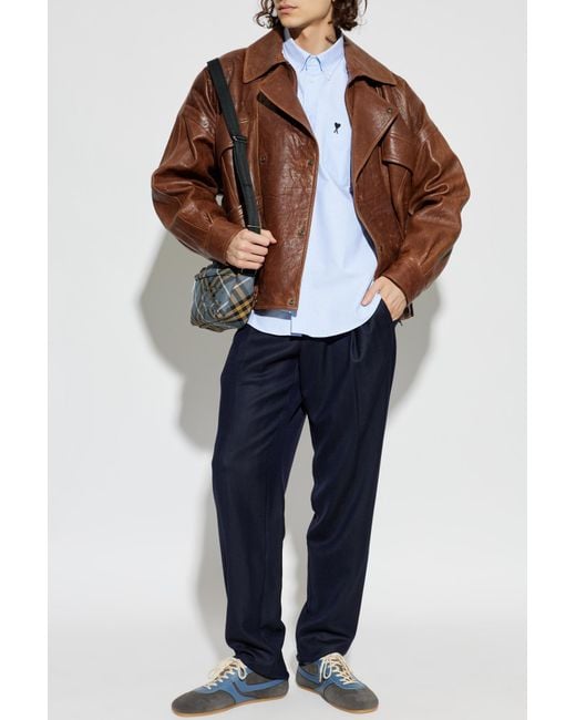 Giorgio Armani Blue Herringbone Pattern Trousers for men