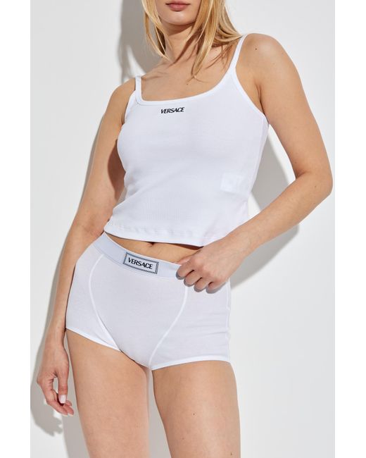 Versace White Lingerie Top With Straps