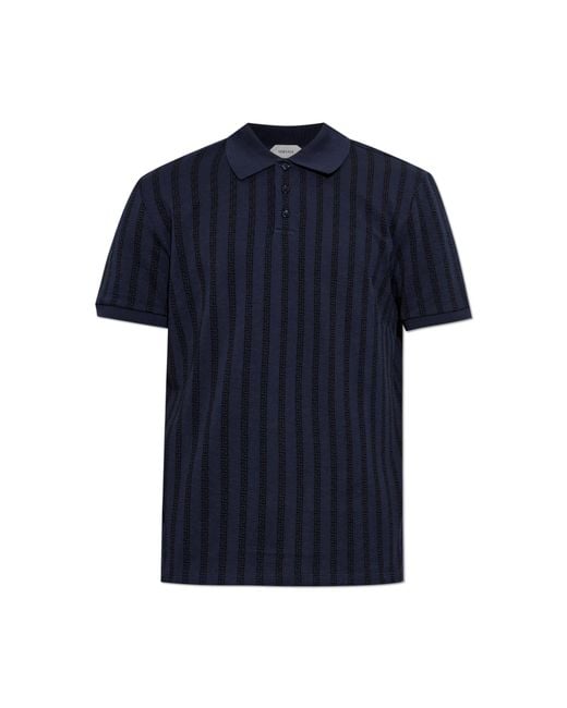 Versace Blue Cotton Polo With Monogram for men