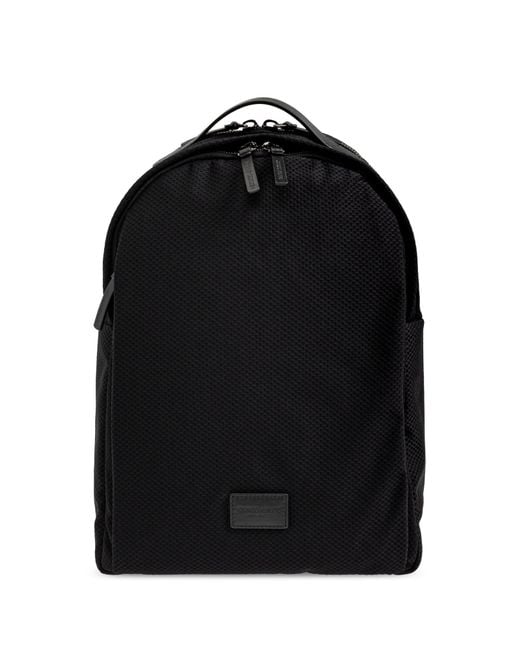 Giorgio Armani Black Backpack With Logo Patch for men