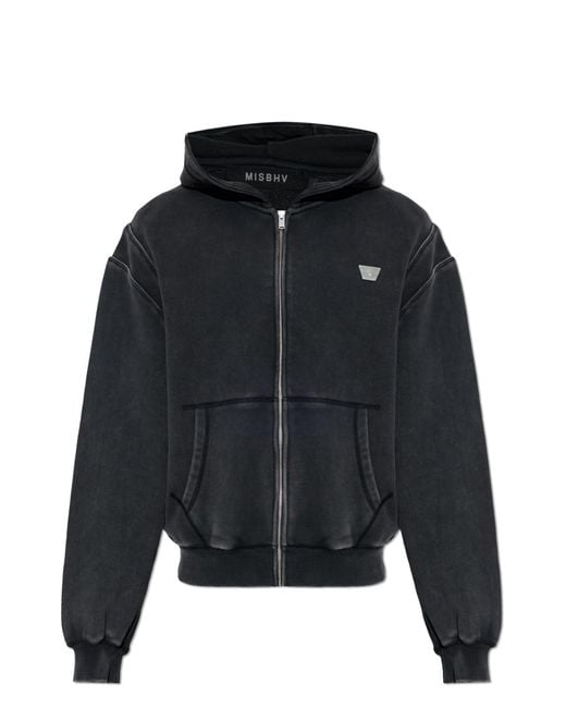 M I S B H V Black Zip-Up Hoodie for men