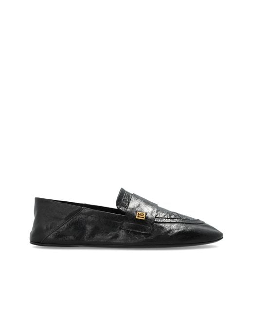 Balmain Black Leather "Loafers" Shoes